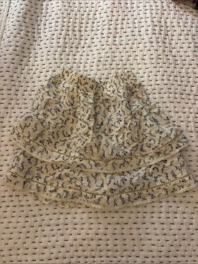 Show Me Your MuMu Crème Mini Skirt with Navy Floral Print